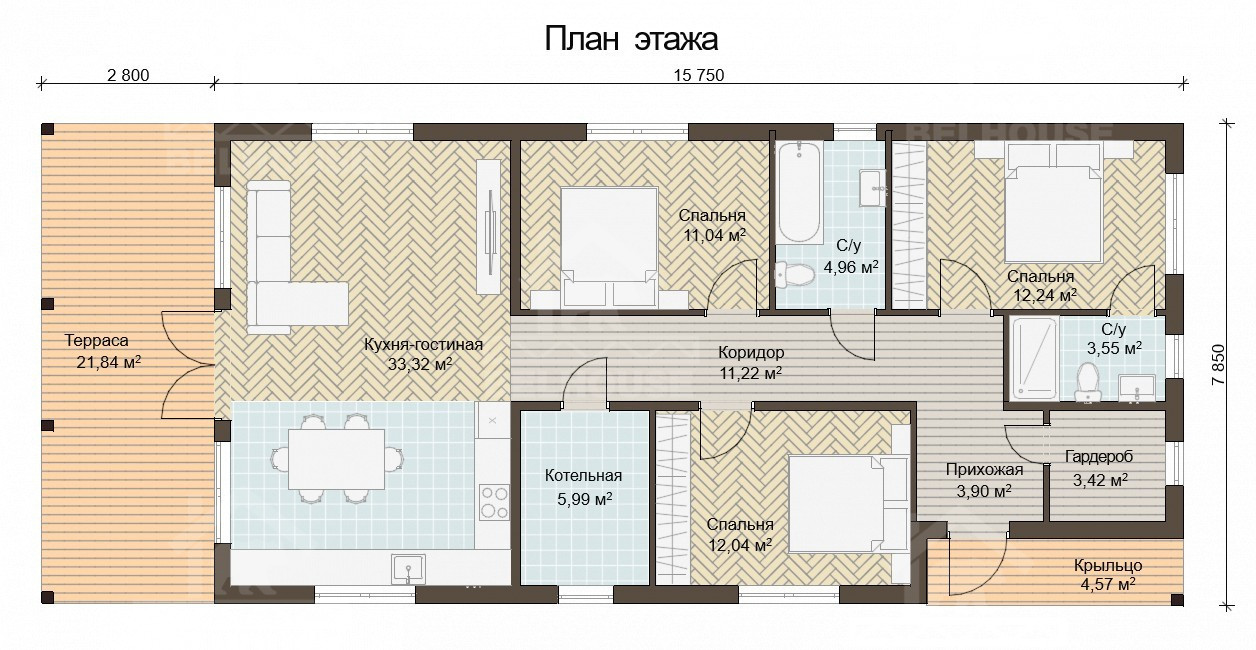 Каркасный дом, проект №372 - планировка
