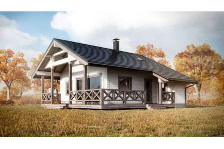 Декоративные элементы каркасного дома: резные колонны и крыльцо